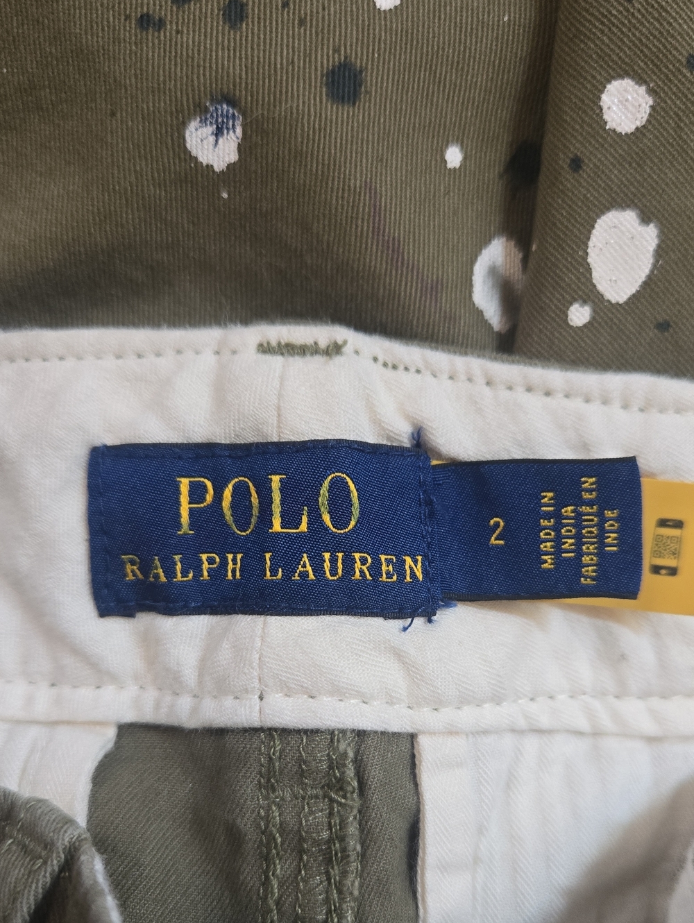 Polo Ralph Lauren Cropped Pants Green Chino Paint Splatter Wide Leg High Waisted - Picture 4 of 5